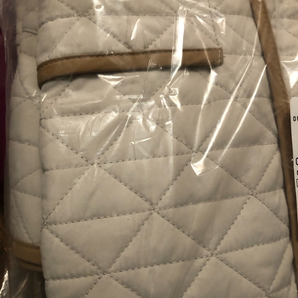 Lands' End Insulated Reversible Barn Coat Houndstooth Light Stone Small New - Picture 5 of 8